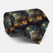 カボチャが怖いハロウィーンペルシャ猫 ネクタイ (ロール)