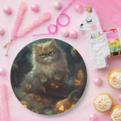 カボチャが怖いハロウィーンペルシャ猫 ペーパープレート (パーティー)