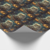 カボチャが怖いハロウィーンペルシャ猫 ラッピングペーパー (角)