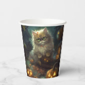カボチャが怖いハロウィーンペルシャ猫 紙コップ (裏面)