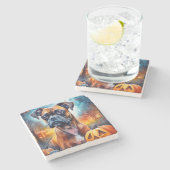 カボチャが怖いハロウィーンボクサー ストーンコースター (横)