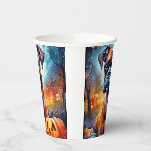 カボチャが怖いハロウィーンボクサー 紙コップ (左)