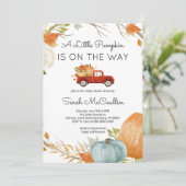 カボチャが途中の赤ちゃんシャワー秋の招待 招待状 (スタンド正面)