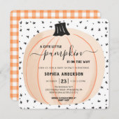 カボチャが、ハロウィーンのベビーシャワーの途中 招待状 (正面/裏面)