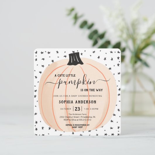 カボチャが、ハロウィーンのベビーシャワーの途中 招待状 (スタンド正面)