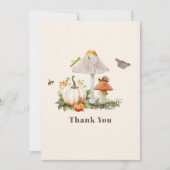カボチャきのこウッドランド虫ボーイベビーシャワー サンキューカード (正面)