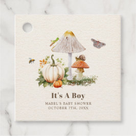 カボチャきのこウッドランド虫ボーイベビーシャワー フェイバータグ