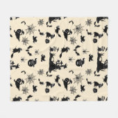 カボチャこうもりの魔法使いが付いているハロウィンパターン フリースブランケット (正面(横))