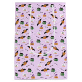 カボチャこうもりウィッチフランケンシュタインパターンハロウィーン ミディアムペーパーバッグ (裏面)