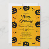 カボチャこうもりハロウィンツー不気味バースデーパーティー 招待状 (正面)