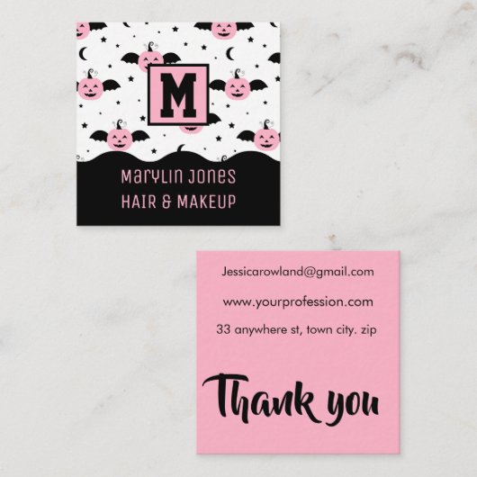 カボチャこうもりハロウィーン スクエア名刺 (正面/裏面)