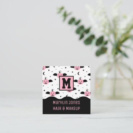 カボチャこうもりハロウィーン スクエア名刺 (スタンド正面)