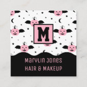 カボチャこうもりハロウィーン スクエア名刺 (正面)