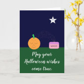カボチャその願いを得る:ハロウィーン カード (黄色い花)