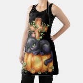 カボチャつるにのまわりに入った、休んでいる子猫 エプロン (インサイチュ)