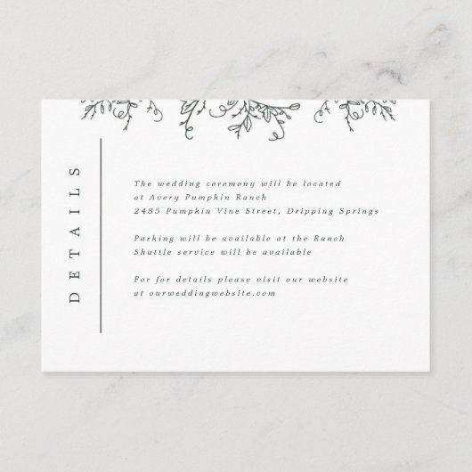 カボチャつる植物モノグラム結婚のインサート エンクロージャーカード (正面)