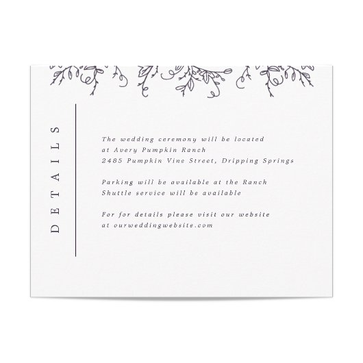 カボチャつる植物モノグラム結婚のインサート エンクロージャーカード