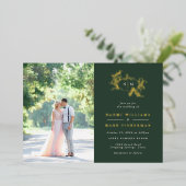 カボチャつる植物モノグラム結婚ズフォイル招待状 箔招待状 (立ち正面)