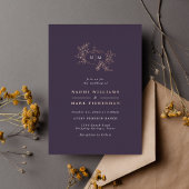 カボチャつる植物モノグラム結婚ズフォイル招待状 箔招待状