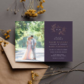 カボチャつる植物モノグラム結婚ズフォイル招待状 箔招待状