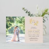 カボチャつる植物モノグラム結婚ズフォイル招待状 箔招待状 (立ち正面)