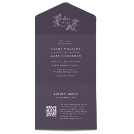 カボチャつる植物結婚ズRSVP付きモノグラム オールインワン招待状