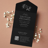 カボチャつる植物結婚ズRSVP付きモノグラム オールインワン招待状