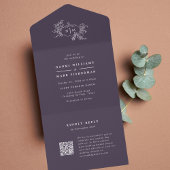 カボチャつる植物結婚ズRSVP付きモノグラム オールインワン招待状