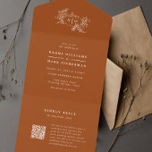 カボチャつる植物結婚ズRSVP付きモノグラム オールインワン招待状