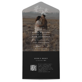 カボチャつる植物結婚写真とRSVPのモノグラム オールインワン招待状