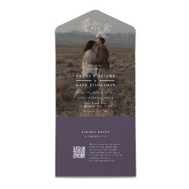 カボチャつる植物結婚写真とRSVPのモノグラム オールインワン招待状