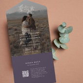 カボチャつる植物結婚写真とRSVPのモノグラム オールインワン招待状