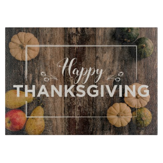 カボチャでの感謝祭おめでとう カッティングボード (正面)