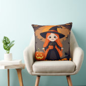 カボチャでハロウィーンの可愛らしい魔女 クッション (椅子)
