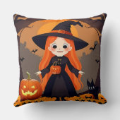 カボチャでハロウィーンの可愛らしい魔女 クッション (裏面)