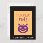 カボチャでハロウィーンの怖い夜パーティー ポストカード (正面/裏面)