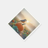 カボチャで歌う秋のロビン スタンダードカクテルナプキン (角)