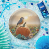 カボチャで歌う秋のロビン ペーパープレート (パーティー)