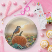 カボチャで歌う秋のロビン ペーパープレート (パーティー)