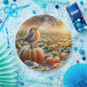 カボチャで歌う鳥 ペーパープレート (パーティー)