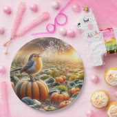 カボチャで歌う鳥 ペーパープレート (パーティー)