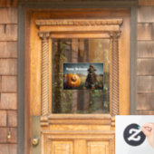 カボチャとかかしの窓が引っ掛かる ウィンドウサイン (ホームデコレーション)