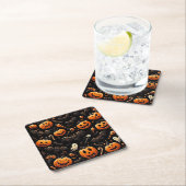 カボチャとこうもり スクエアペーパーコースター (インサイチュ)