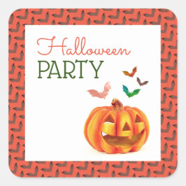 カボチャとこうもり、ハローウィンパーティ スクエアシール