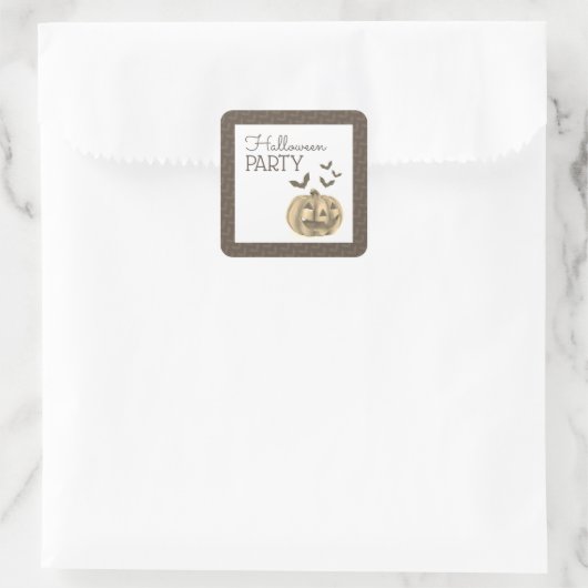 カボチャとこうもり、ハローウィンパーティ スクエアシール (バッグ)
