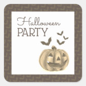 カボチャとこうもり、ハローウィンパーティ スクエアシール (正面)