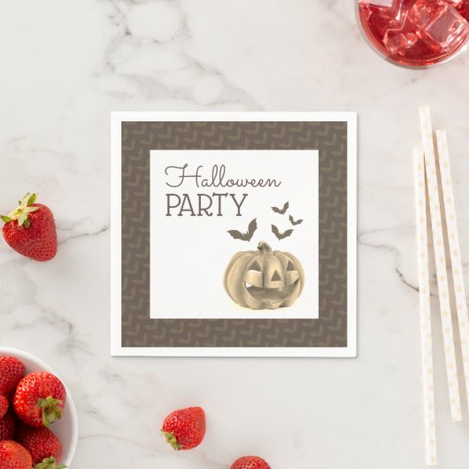 カボチャとこうもり、ハローウィンパーティ スタンダードカクテルナプキン (インサイチュ)