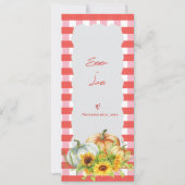 カボチャとひまわりの秋の結婚式プログラムカード 招待状 (正面)