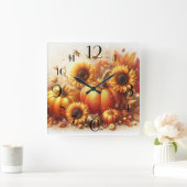 カボチャとひまわり スクエア壁時計 (ホーム)