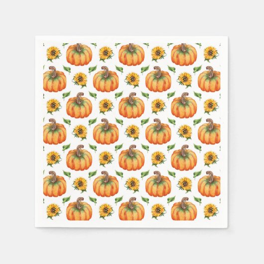 カボチャとひまわり スタンダードカクテルナプキン (正面)